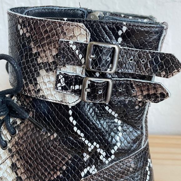 ALLSAINTS Brigade Combat Boots Snakeskin Print Size - Picture 3 of 12